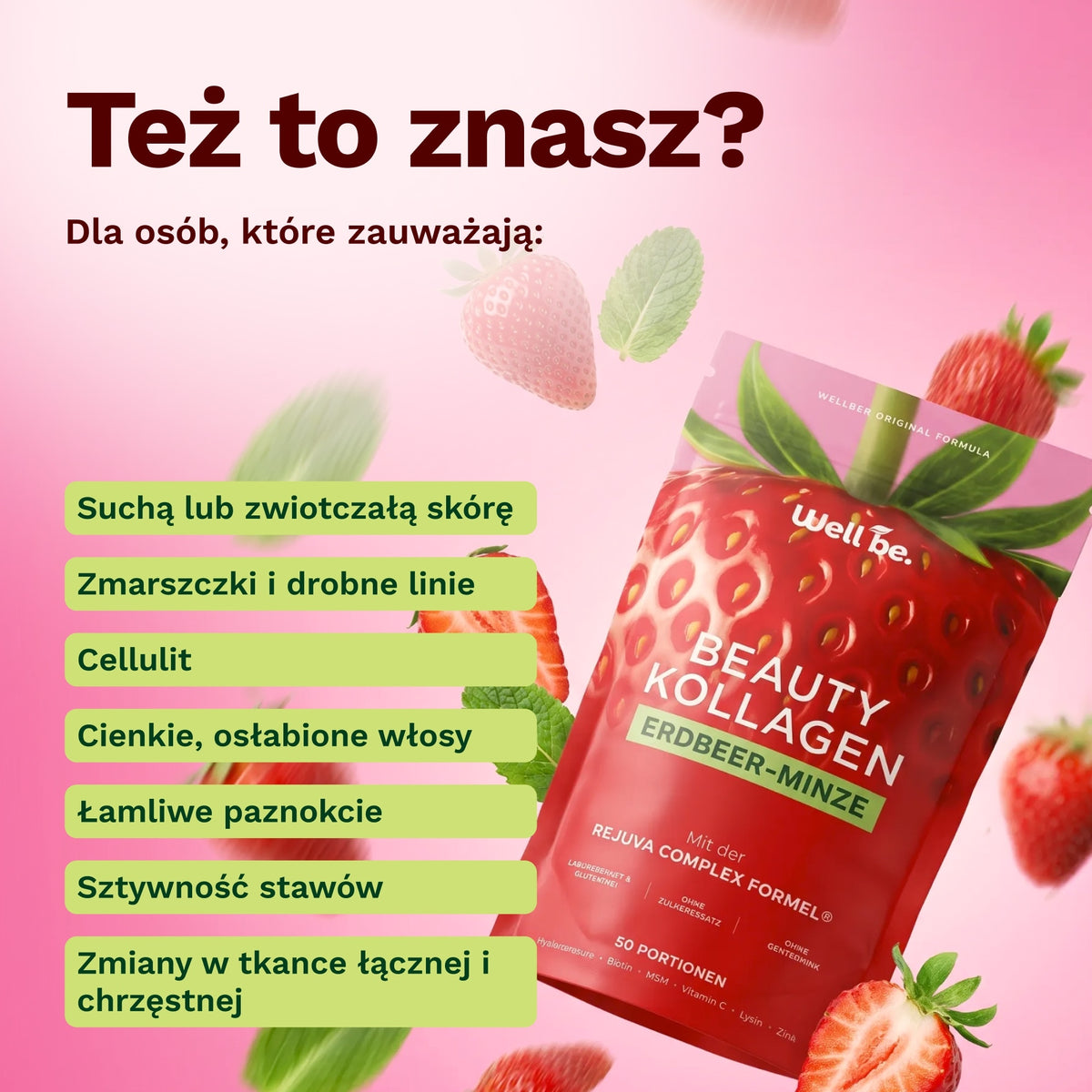 Beauty Kolagen o smaku truskawki i mięty