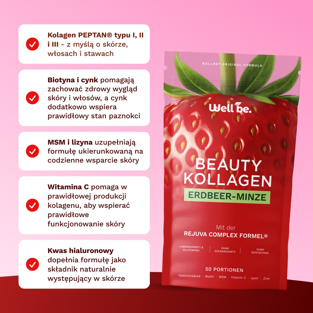 Beauty Kolagen o smaku truskawki i mięty